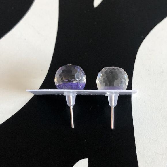 4 for $20 Round Purple Glitter Stud Earrings - Picture 3 of 3